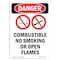 Signmission OSHA Danger Sign, Combustible No Smoking, 14in X 10in Rigid Plastic, 10" W, 14" L, Portrait OS-DS-P-1014-V-1073 - alternate 1